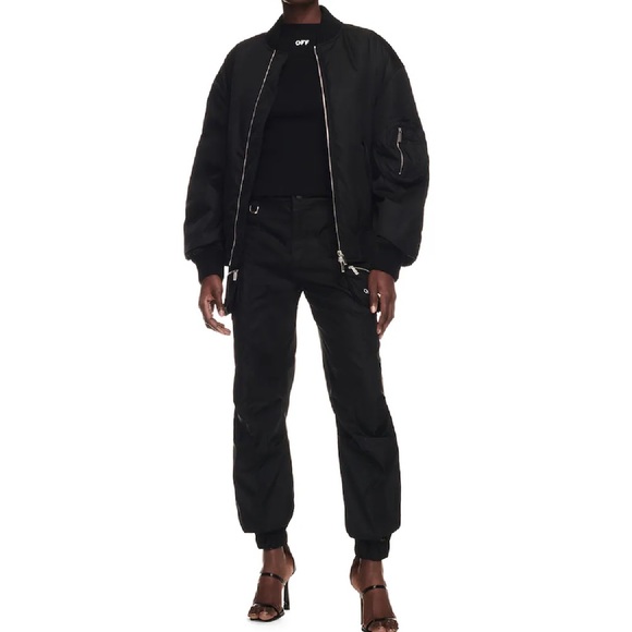 Off white, Black bomber with frontal zip closure women. Size M - Picture 10 of 10